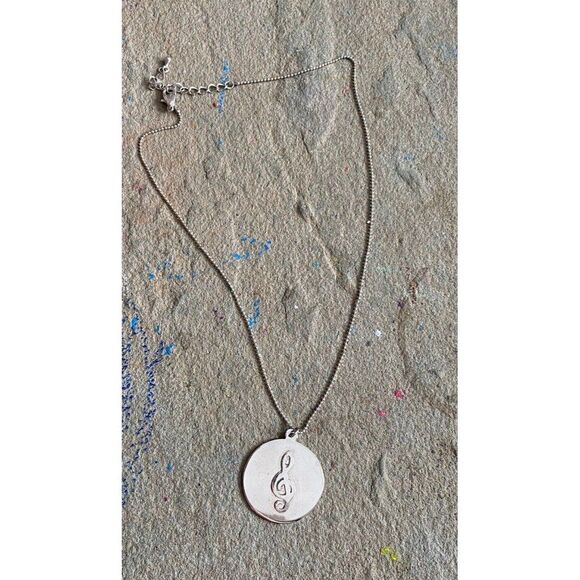 JMF Co Sterling Silver Necklace Musical Note Clef STO Chain Music Stamped NG